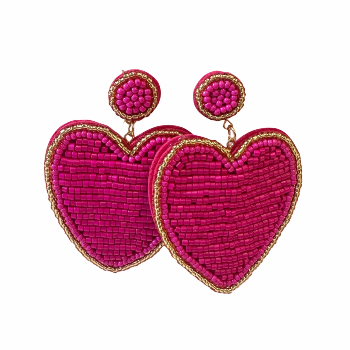 Pink Heart w/ Gold Outline Earrings