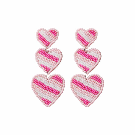Triple Heart Striped Earrings