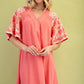 Sugar Coral Embroidered Lined Mini Dress