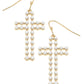 Open Pearl Cross Earrings