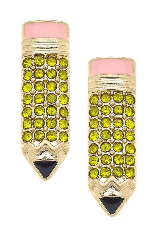 Enamel Pencil Stud Teacher Earrings
