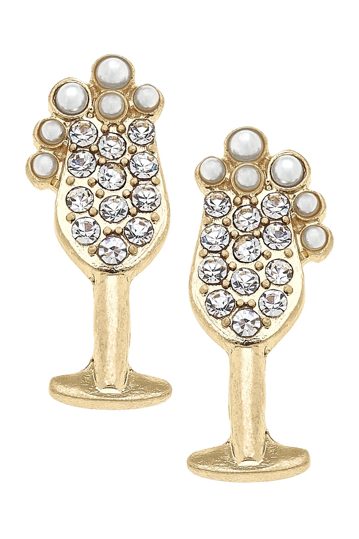 Glass of Bubbly Pave Stud Earrings