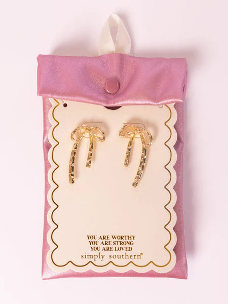 Girly Gold Bow Earrings