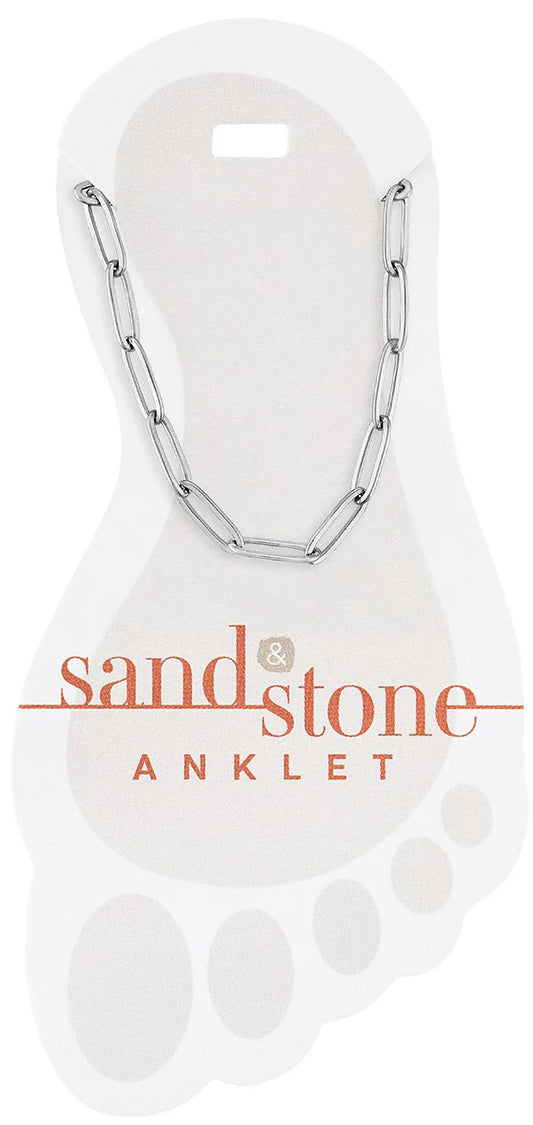 Silver Paperclip Sand & Stone Anklet