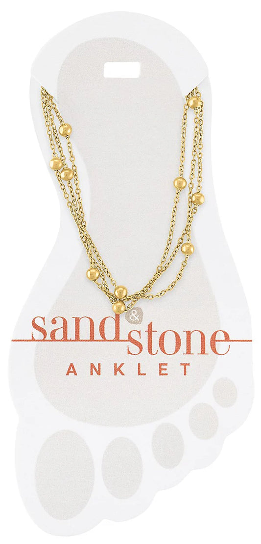 Gold Multi-Strand Sand & Stone Anklet