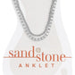 Silver Duo CZ and Box Chain Sand & Stone Anklet