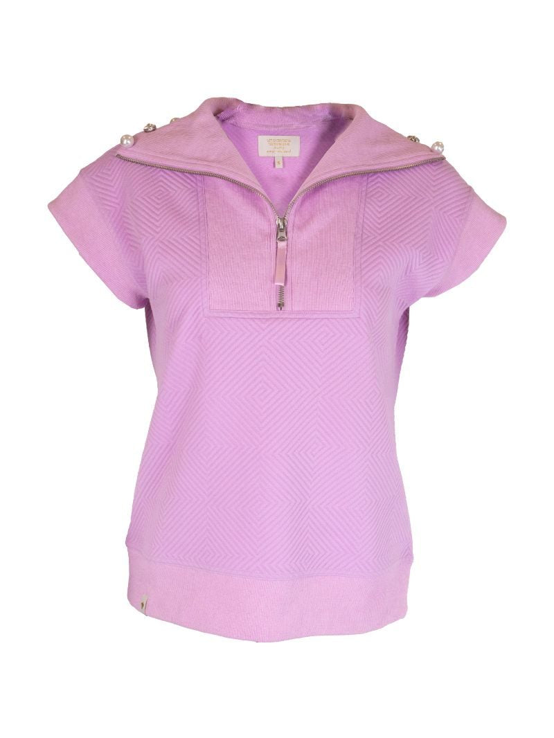 3 Quarter Zip Quilted Lavender Top