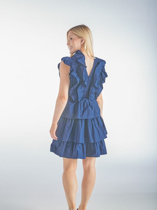Cobalt Layered Ruffles Dress