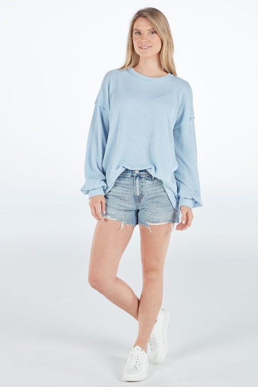 HighLow Knit Ice Blue Top