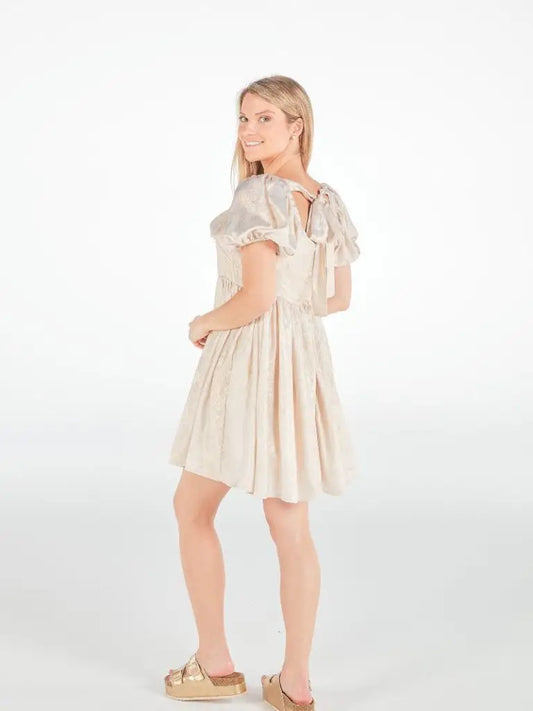 Gold Shimmer Bow Dress