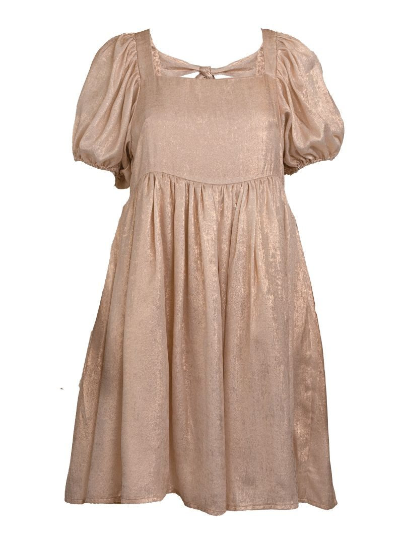 Gold Shimmer Bow Dress