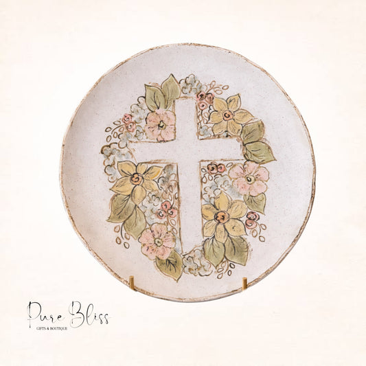 Large Floral Cross Pottery