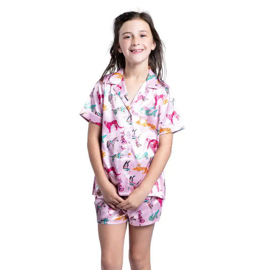 Kids Roar Satin Pajama Short Set