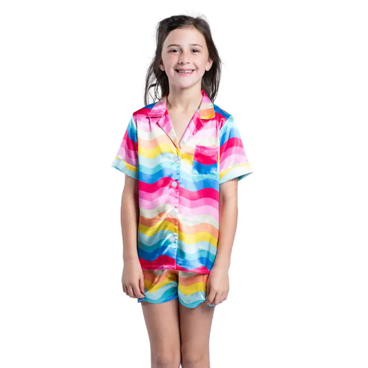 Kids Girly Pop Satin Pajama Short Set