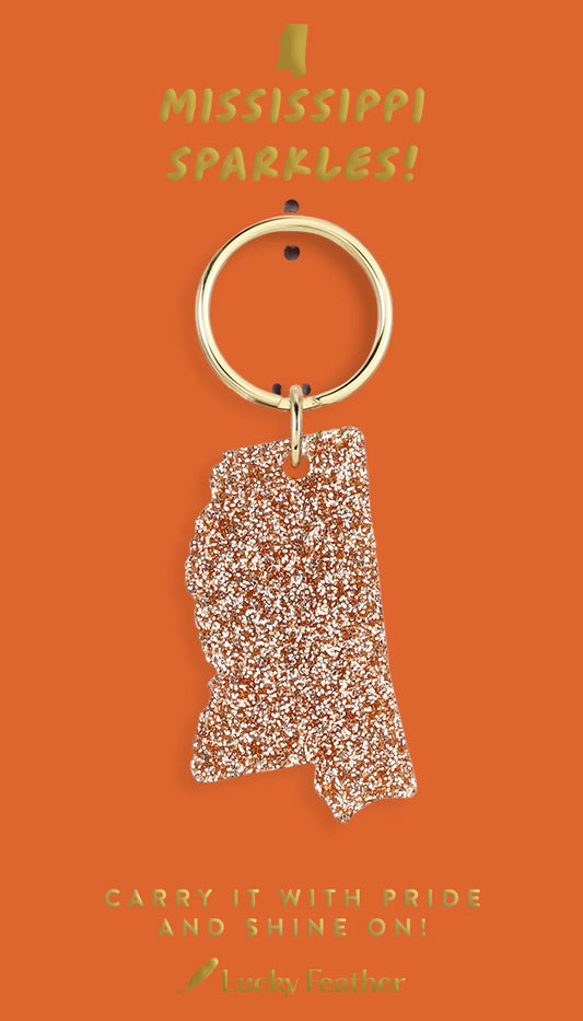 Mississippi Gold Glitter Keychain