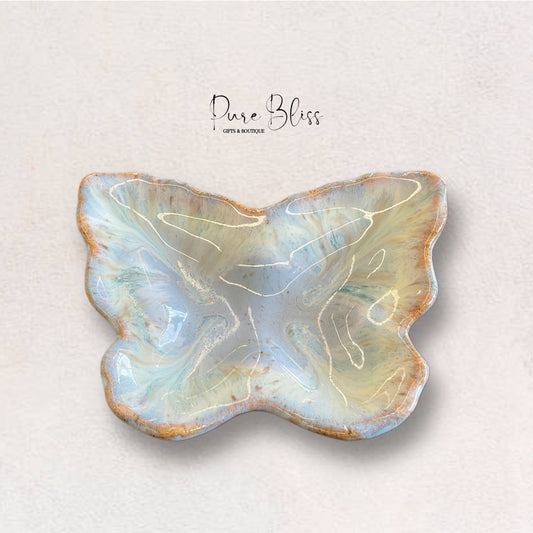 Blue Botanical Butterfly Dish