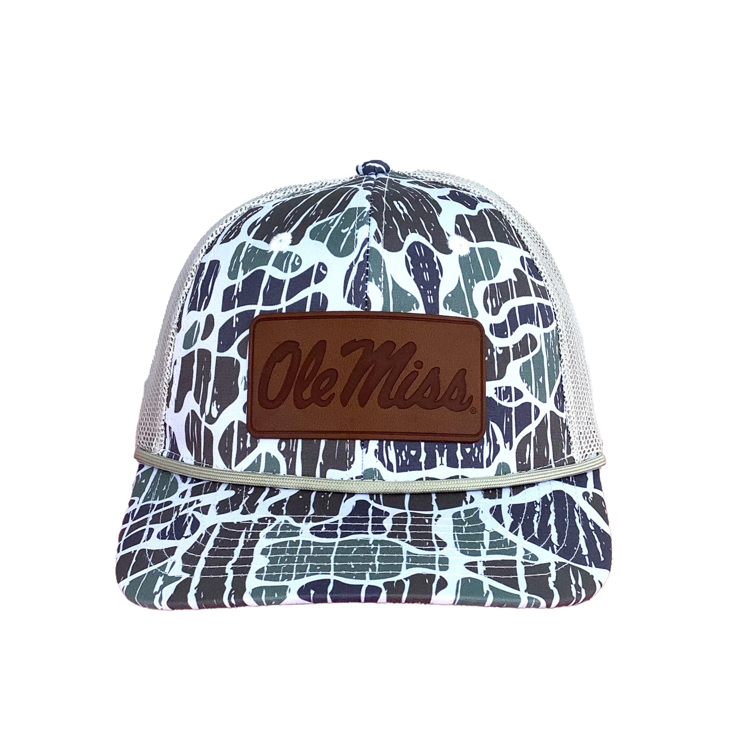 Ole Miss Foggy Marsh Script Leather Patch 6P Hat