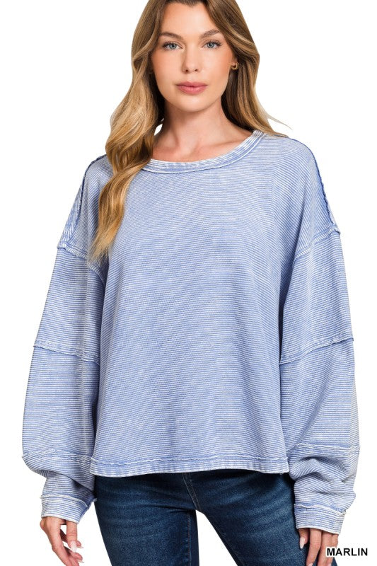 Marlin Acid Washed Double Ribbed Pullover