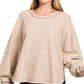 Ash Mocha Acid Washed Double Ribbed Pullover