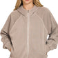 Ash Mocha Fleece Pigment Dye Zip Up Hoodie w/ Pockets