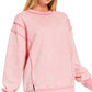 Pink Acid Wash Fleece Sweatshirt