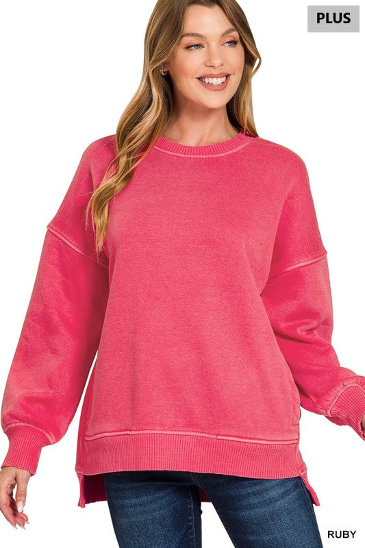 Ruby Plus Pigment Dye Fleece Pullover