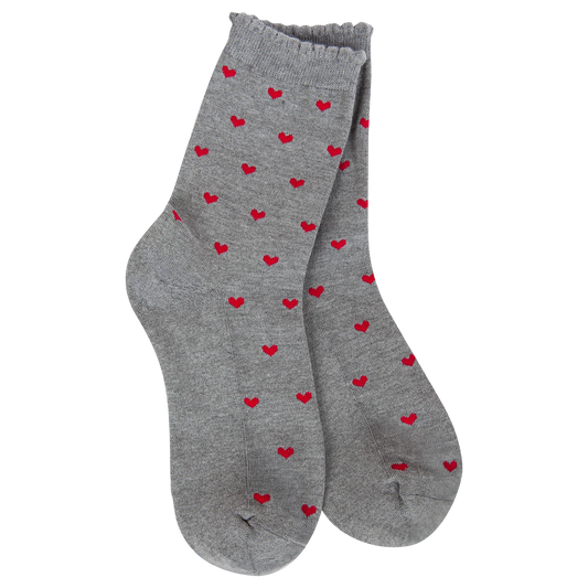 Grey & Red Heart Socks