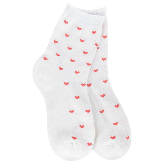 White & Pink Heart Socks