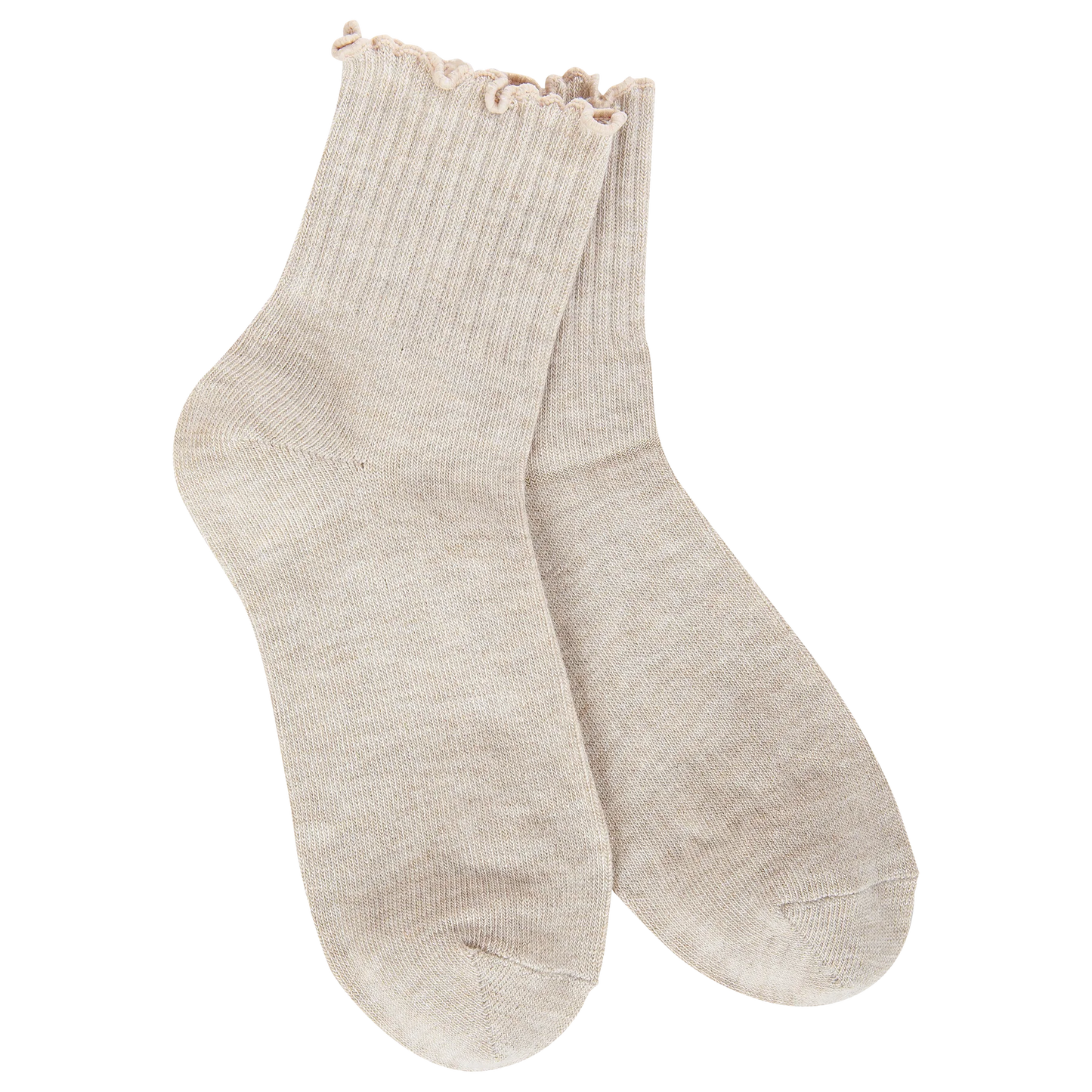 Heather Oatmeal Ruffle Socks