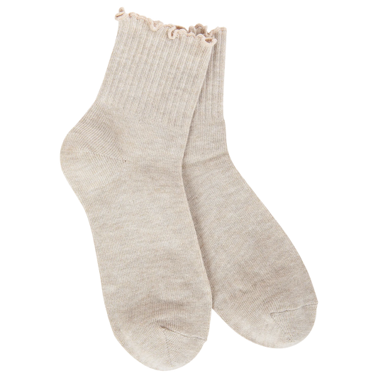 Heather Oatmeal Ruffle Socks