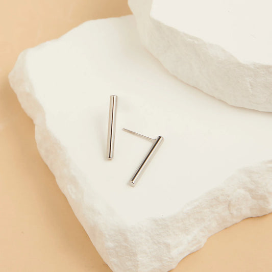Silver round Bar stud