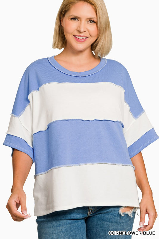 Cornflower Blue Color Block Top +