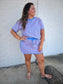 Stripe Short Sleeve Top and Skort Set - Blue Stripe / Missy