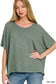 Oversized Slub Hacci Top - Ash Jade