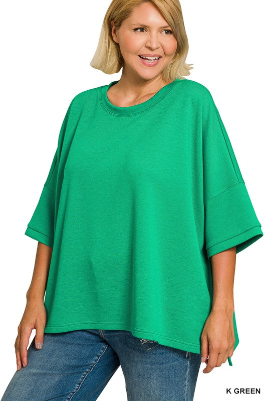 Scuba Round Neck Top - Kelly Green +