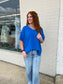 Airflow V-Neck Top - Ocean Blue