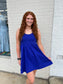Knit & Woven Dress W/ Pockets - Bright Blue