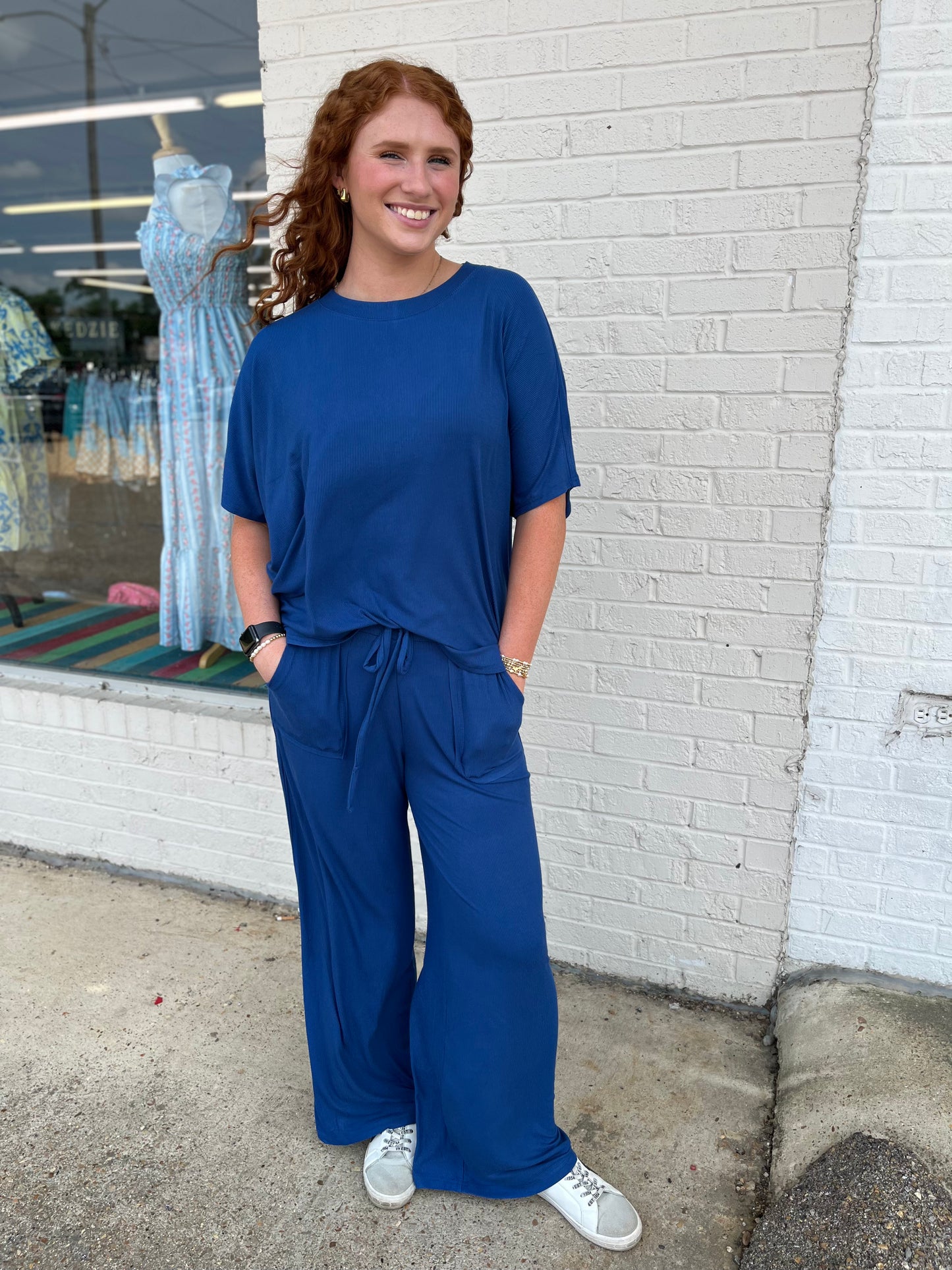 Relaxed Fit Top & Pant Set - Light Navy