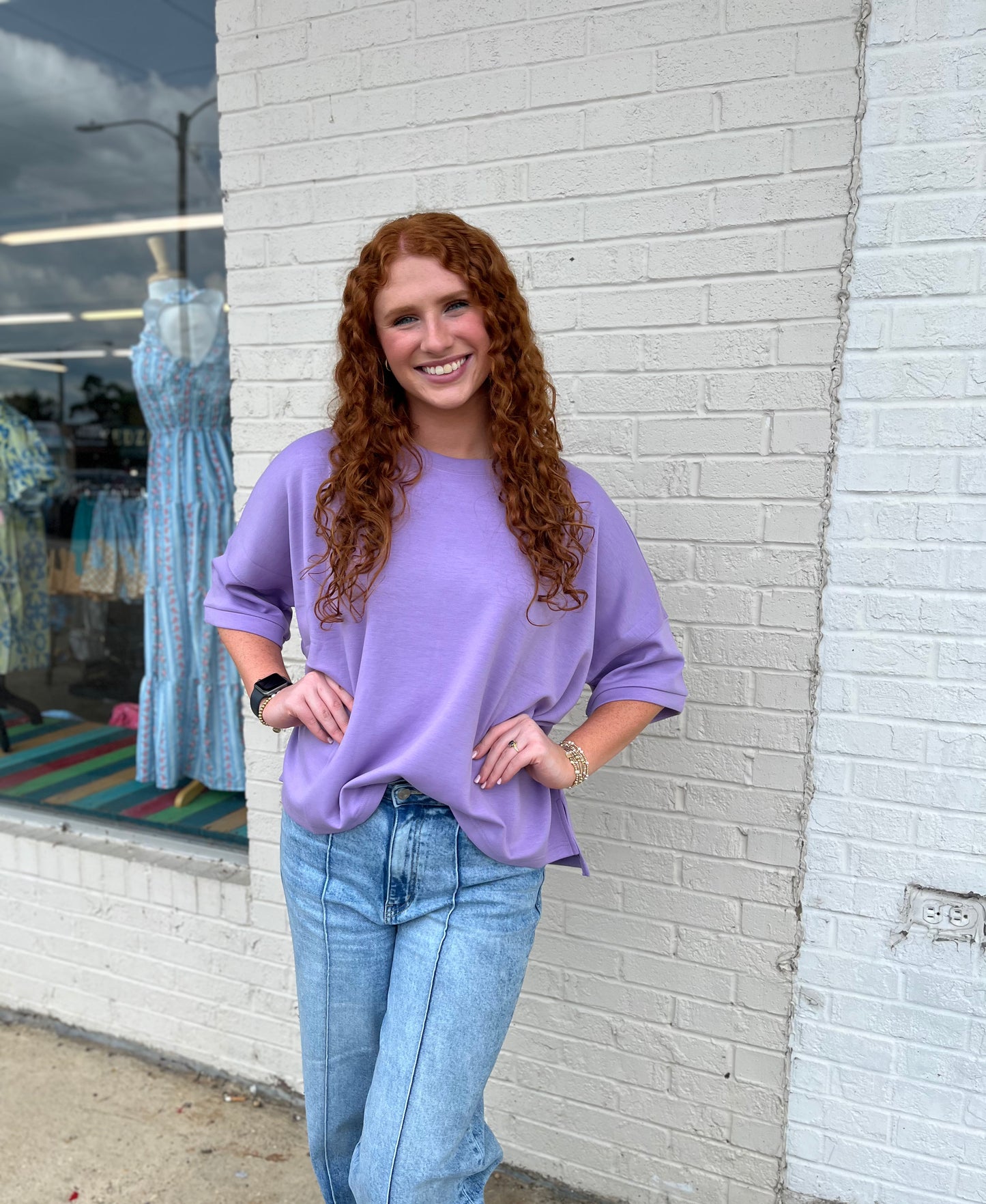 Scuba Round Neck Top - Lavender