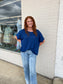 Oversized Slub Hacci Top - Light Navy