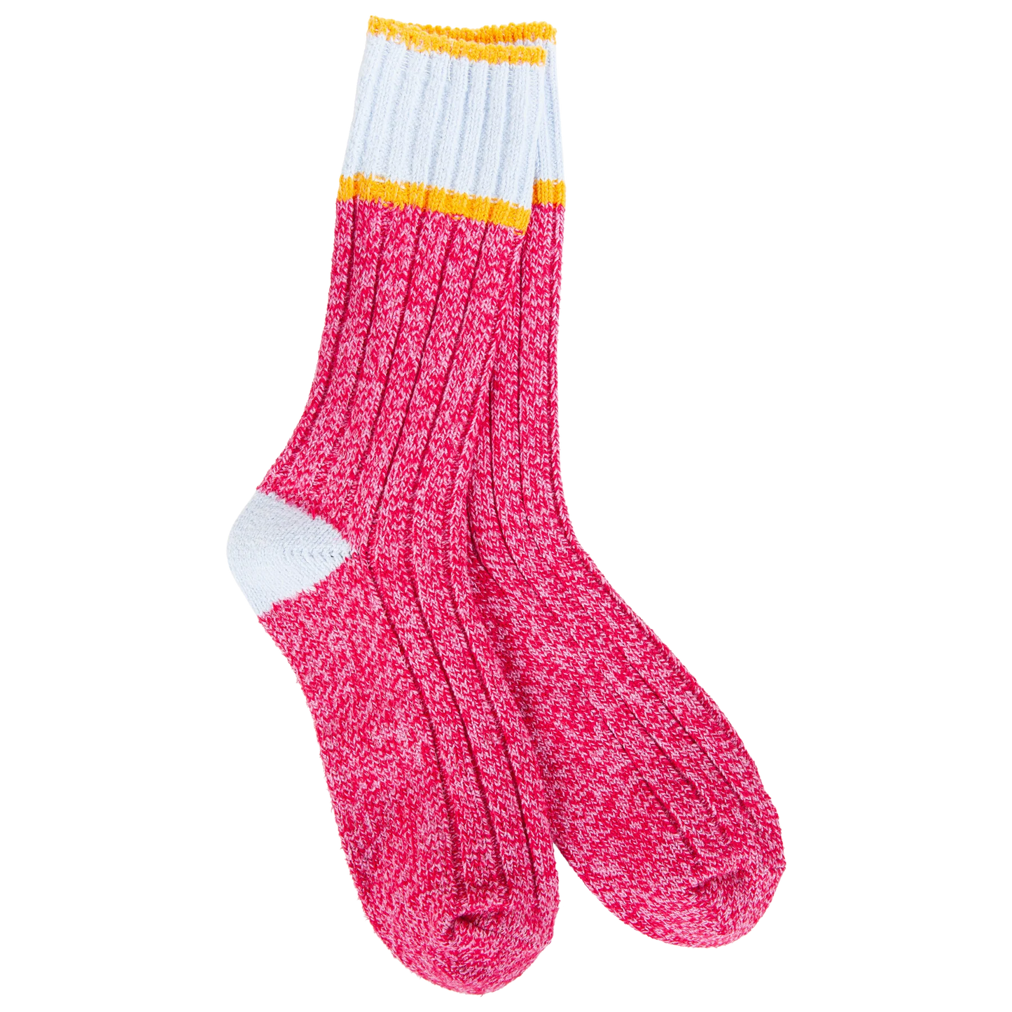 Weekend Ragg Color Block Crew Socks + Pink/Blue/Orange