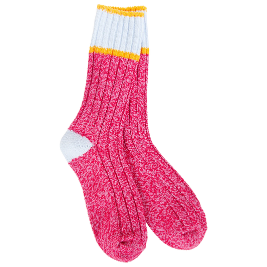 Weekend Ragg Color Block Crew Socks + Pink/Blue/Orange
