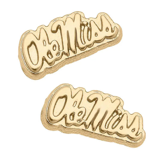 Ole Miss Rebels Gold Plated Stud Earrings