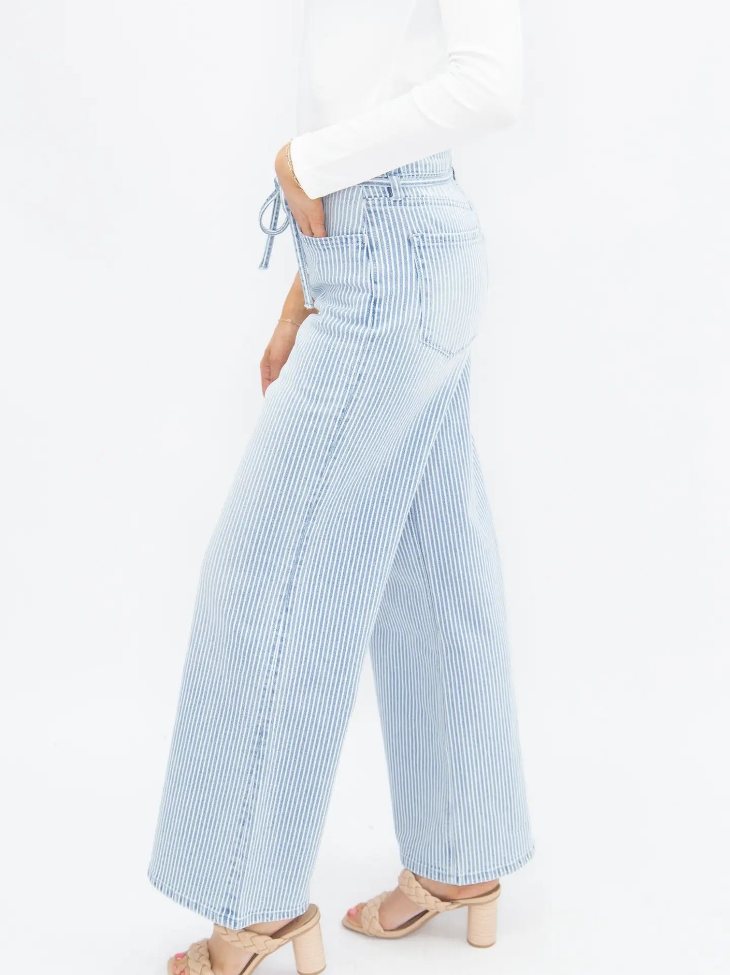 Striped Straight Leg Jeans
