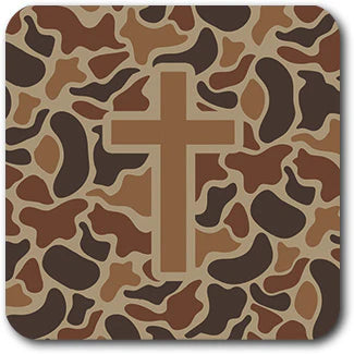 Tap to Pray - Vinyl Sticker - Sahara Camo + Cross