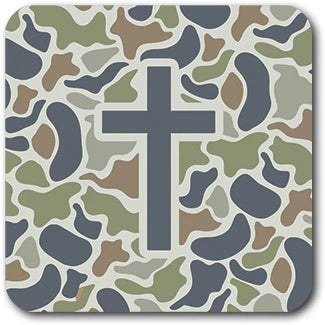 Tap to Pray - Vinyl Sticker - Moss Camo + Cross