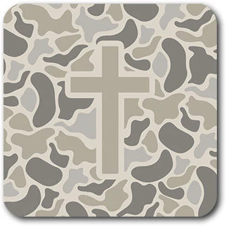 Tap to Pray - Vinyl Sticker - Pebble Camo + Cross