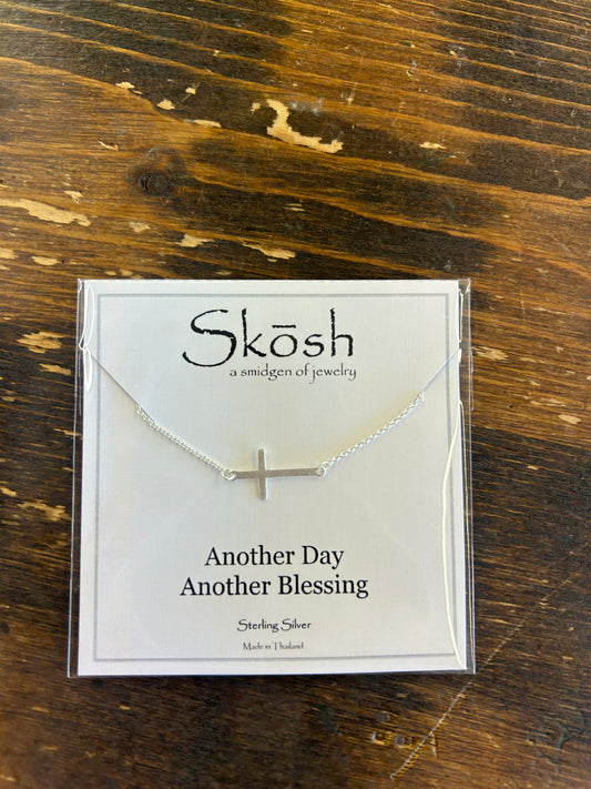 Sideways Matte Cross Necklace