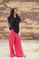 Haute Pink Wide Leg Flowy Satin Pants