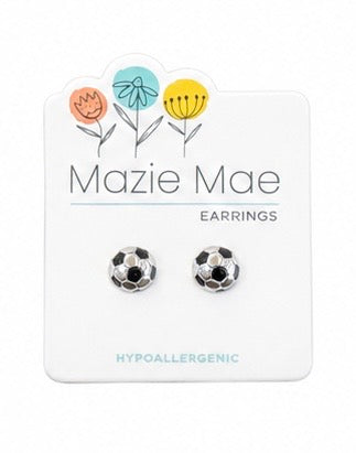 Silver Soccer Ball Stud Earrrings